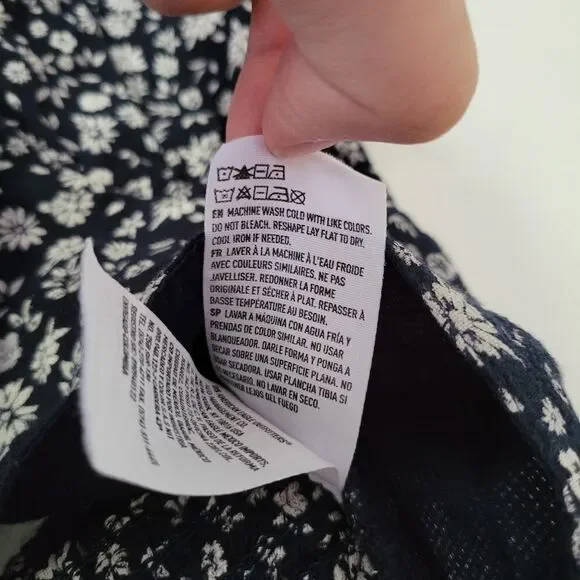 American Eagle Floral Crop Halter Top Navy Blue/White XS - Picture 4 of 5